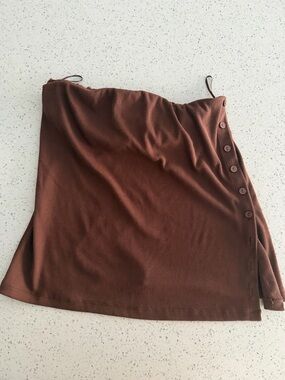 Abercrombie & Fitch Brown Ribbed Button-Accent tube top